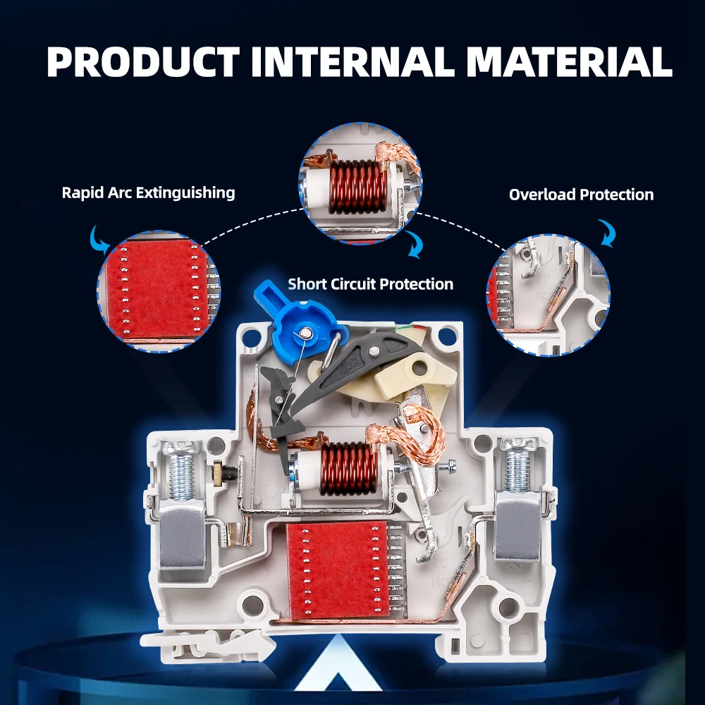 AC MCB 1P 2P 230V 400V 6KA Mini Circuit Breaker Air Switch 6A 10A 16A 20A 32A 40A 50A 63A Overload Short Protect