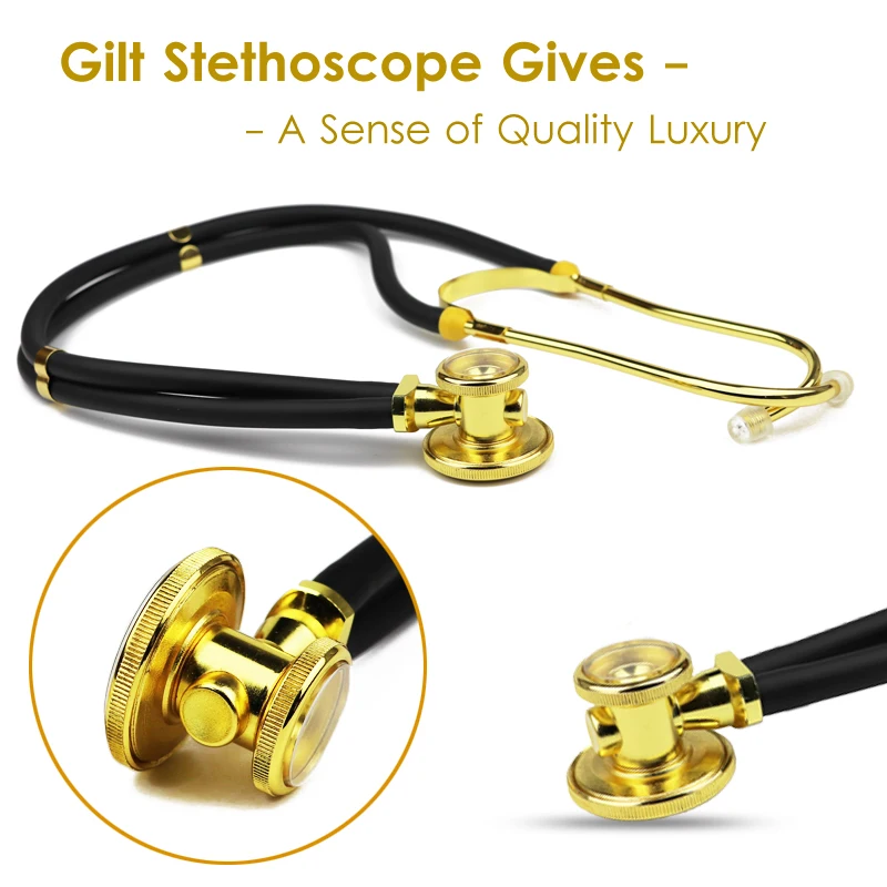 

Medical Sprague Rappaport Type Professional Doctor Neonatal Adult Nurse Cardiology Estetoscopio Dual Head Gilt Cute Stethoscope