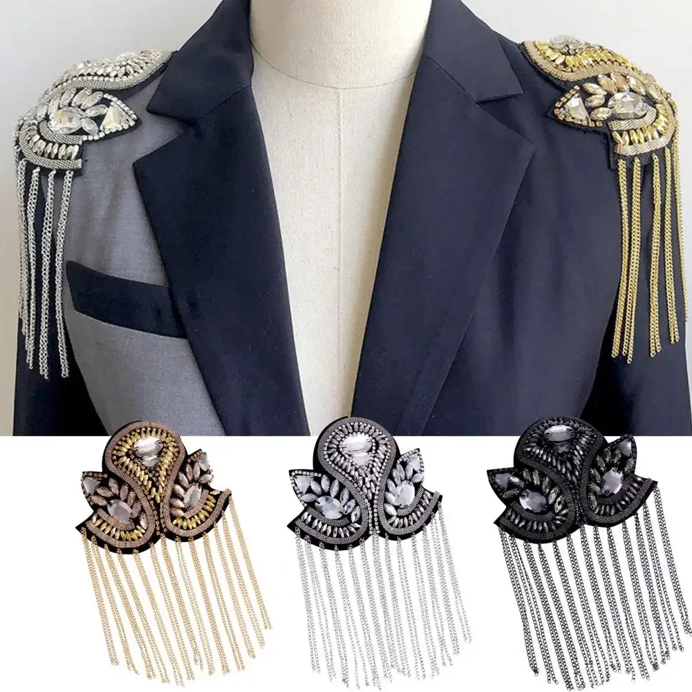 แฟชั่น Handmade ไหล่เครื่องประดับพู่ Rhinestones Epaulettes เสื้อผ้าอุปกรณ์เสริมเข็มกลัด Epaulet ไหล่ป้าย