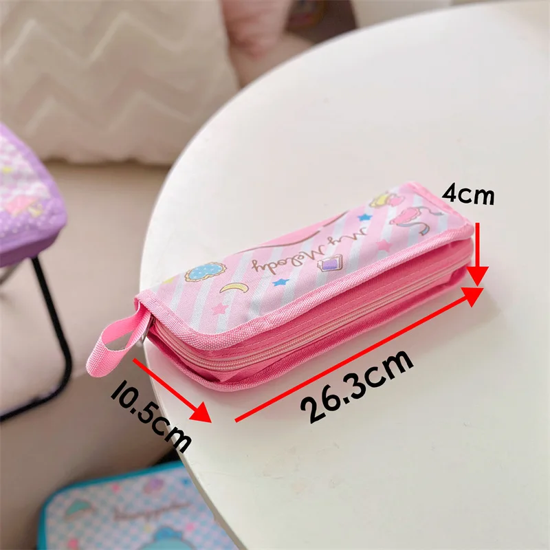 Nuevo lindo Hello Kitty Kuromi My Melody Oxford tela Camping silla plegable Anime Sanrio corazón femenino conveniente taburete plegable regalos