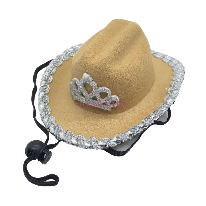 49ME Sombrero único para gansos para mascotas con diseño coronas recortadas en plata para dueños mascotas amantes y