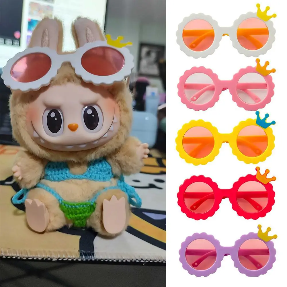 Śliczne okulary dla lalki Labubu w letnim stylu dla 17 cm labubu upset duck Doll Toy (bez lalki)