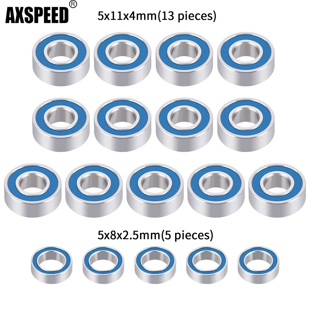 AXSPEED 5*11*4mm 5*8*2.5mm 18 pcs Bearing Kit For TAMIYA HotShot 58391 4WD Buggy RC Car Upgrade Parts