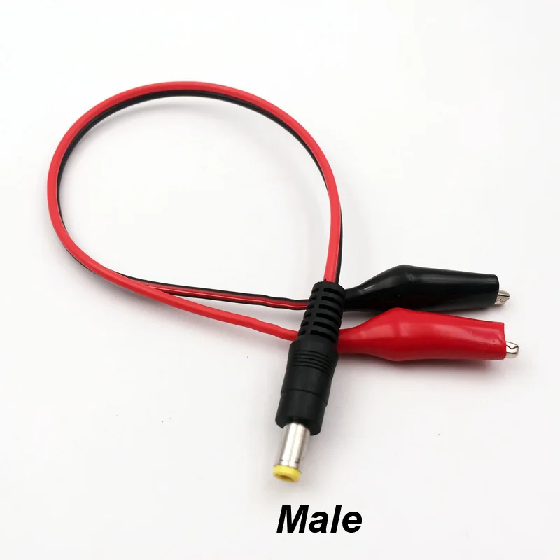 2pcs 25CM 5.5MM 2.1MM Alligator Clip 12V DC Voltage Power Male Female test lead Cable Plug Jack Crocodile Wire Connector