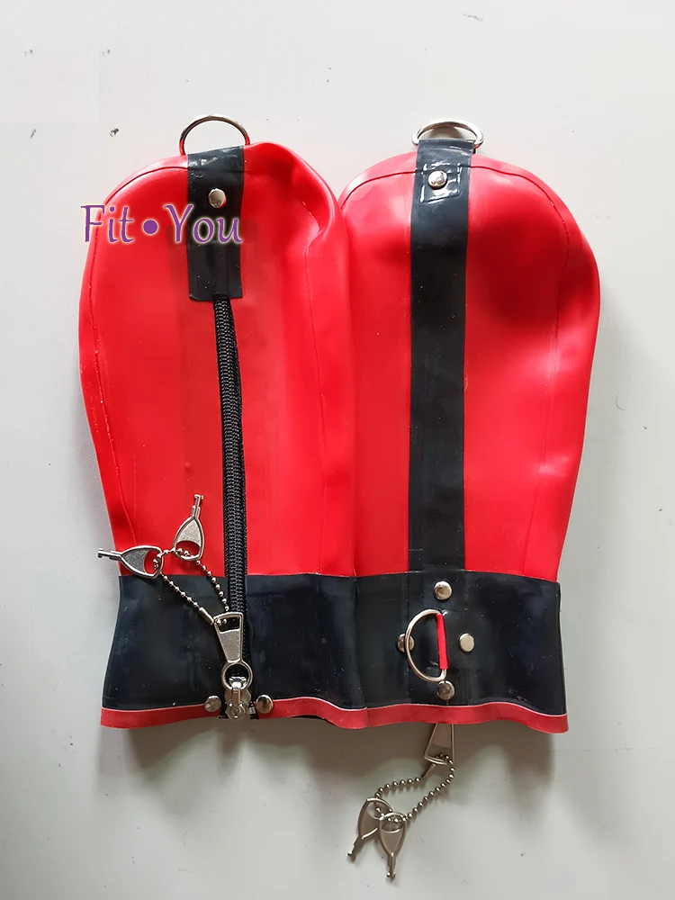 Latex Mittens fetish Boxing Glove with lock 1.0mm Handmade patchwork color gloved SM Boxer plus size Available