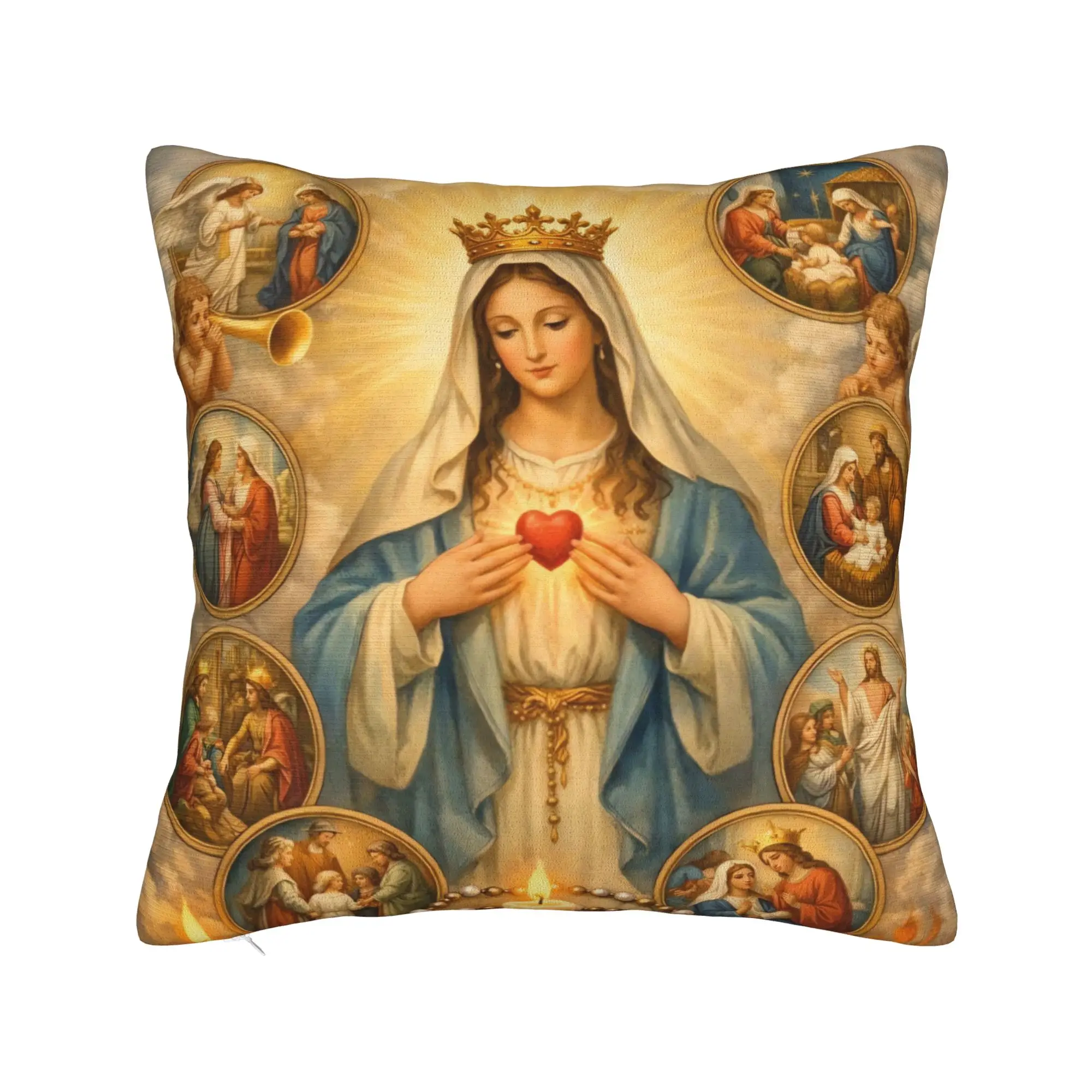 Virgin Mary Cherubs Rose Pillow Case  Comfy Pillow Cover Morden Cushion Cover For Sofa Home Decor