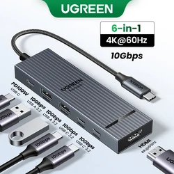 UGREEN USB C HUB 10Gbps 4K60Hz HDMI USB3.2 PD100W USB Splitter for Laptop Macbook Pro Air iPad Phone Android Docking Station