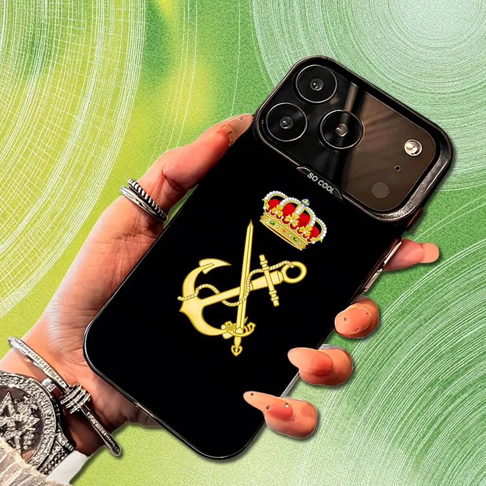 Чехол для телефона с флагом испанского легиона для iPhone 14,17,13,12,11,16,15, Mini, Pro, SE, XS, MAX, черный матовый силиконовый чехол