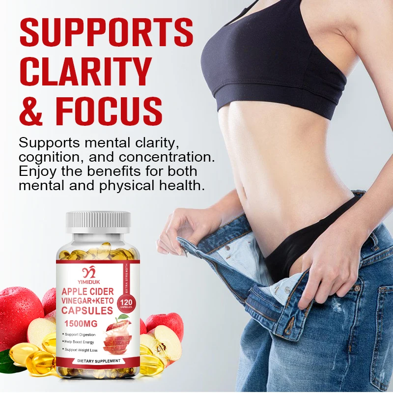 Organic Apple Cider Vinegar Capsules Healthy Weight Management Digestion Detox & Immune Soothes Gas & Bloating Food