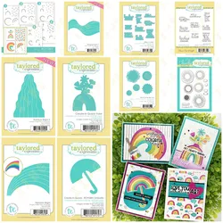 Metal Cutting Dies Stamps Stencil for DIY Craft Making Greeting Card Scrapbooking Decoration Rainbow Bright Here Comes the Sun