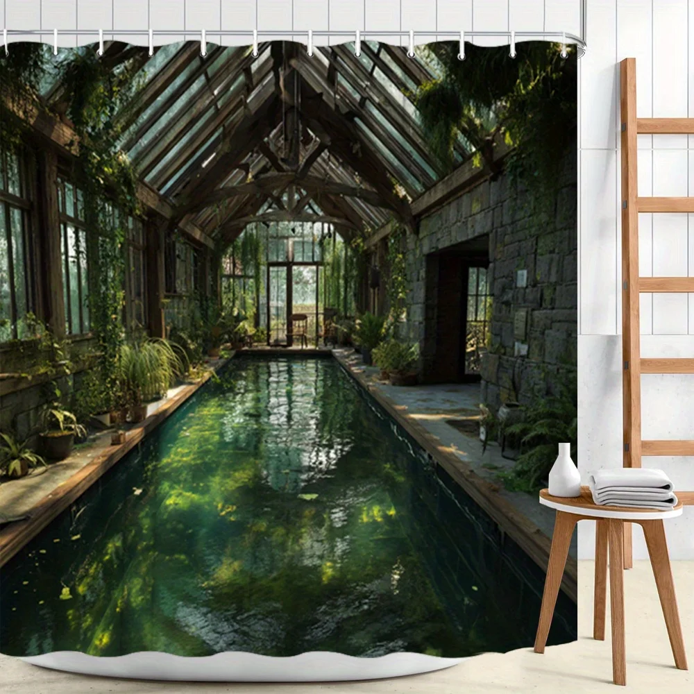 Luxury Indoor Tropical Greenhouse Bathroom Shower Curtain Waterproof Print for Spa Bathroom Decor