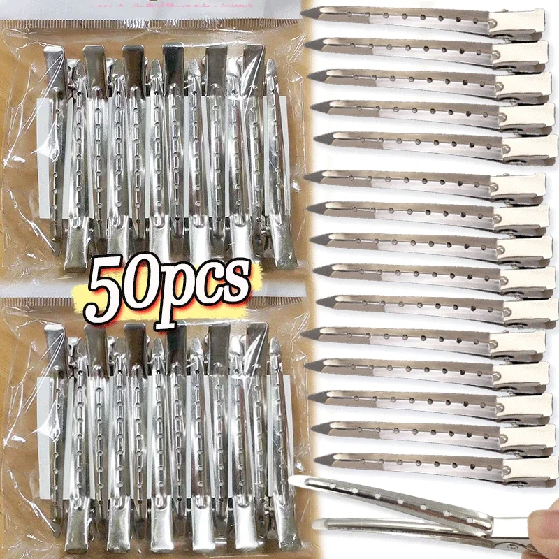 50pcs Hair Care Clips Metal Steel Hairdressing Sectioning Clips Clamps for Hairdressing Barber Hair Cut Hair Root Fluffy Hairpin