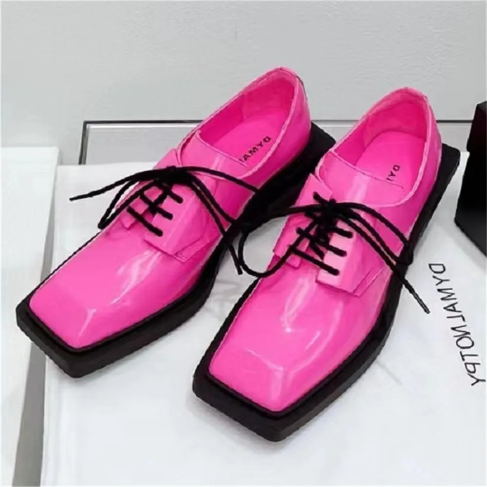 MILI-MIYA New Arrival Brand Design Women Cow Leather Lace Up Pumps Fashion Square Toe Solid Color Think Heels Hand For Ladies