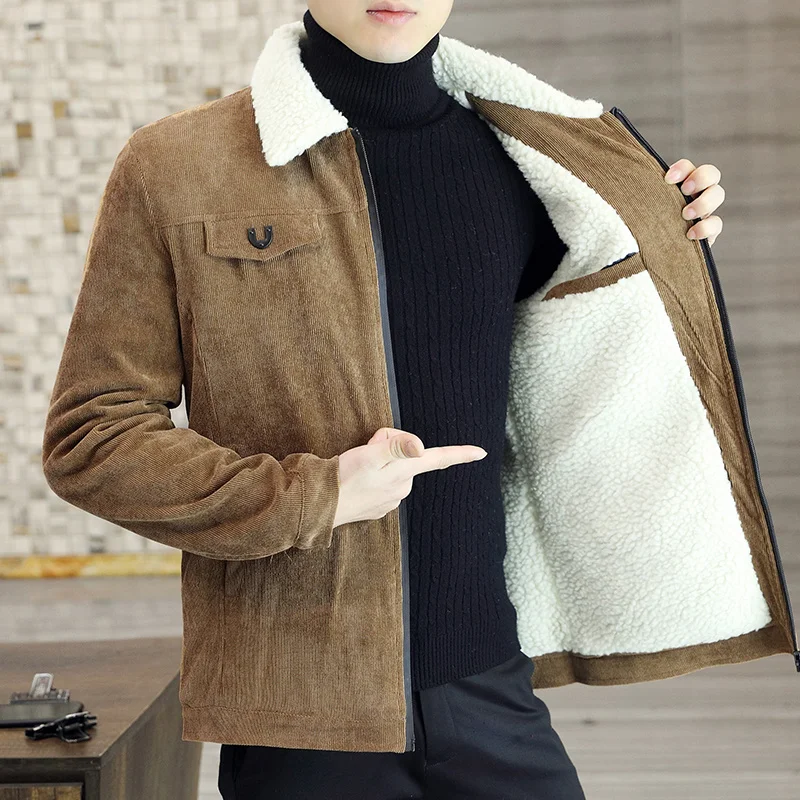 

Jacket Men Winter Wool Liner 2023 New Thicken Waterproof Streetwear Windproof Male Coat Warm Clothing Solid Color Size 3XL