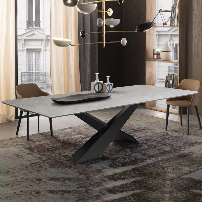 ！@Northern Europe Style Modern Simple Mild Luxury Home Rock Plate Dining Room Marble Dining Table
