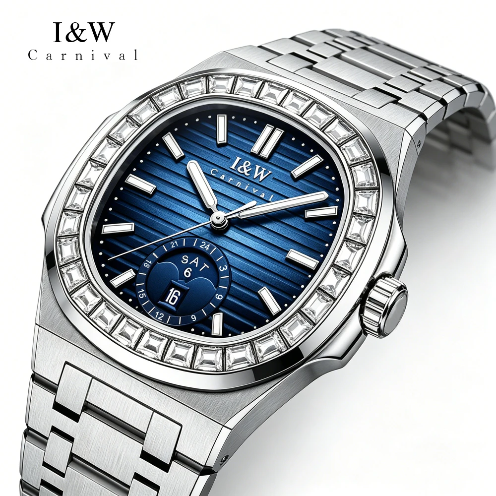 

IW Diamond Automatic Men's Watches Top Brand Square Mechanical Watch for Men 50m Waterproof Sapphire Glass MIYOTA Movement reloj