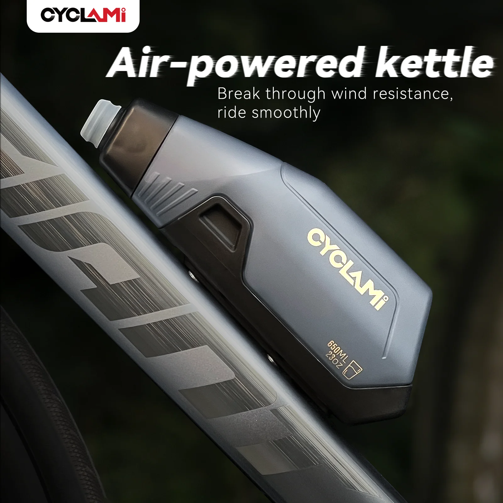

CYCLAMI Bicycle 650ml Aerodynamic Water Bottle Bracket Set Bike Water Bottle MTB Road Bike Frame Down Tube Riding Water Kettle