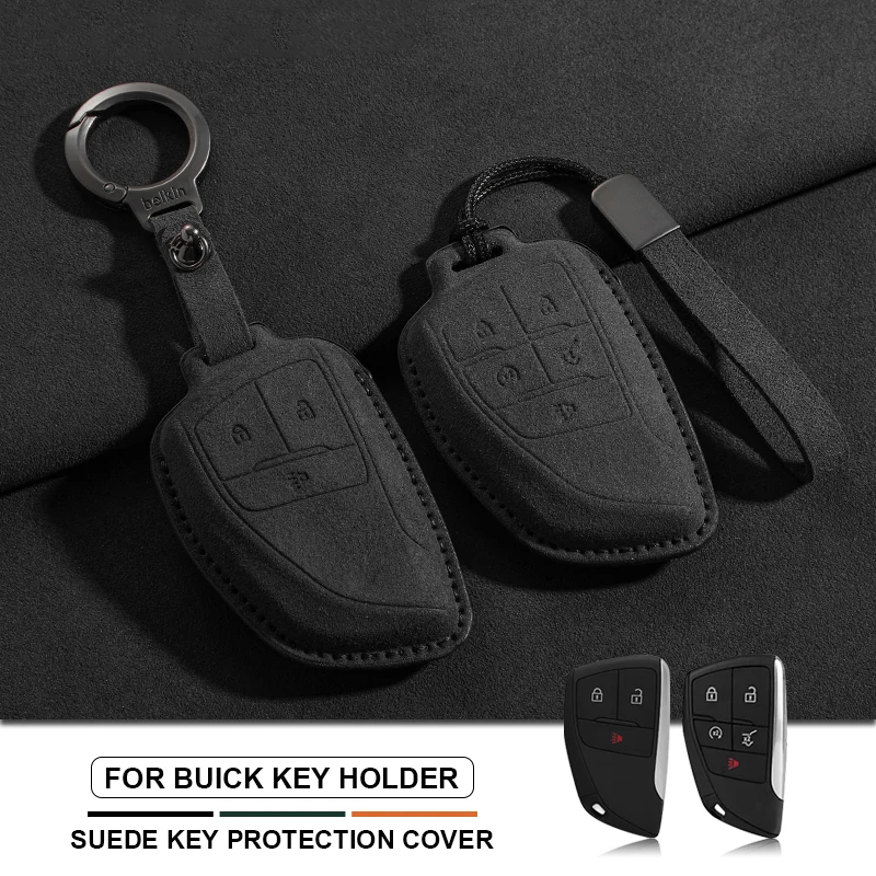 

3/4/5 Button Suede Leather Car Key Cover Case For Chevrolet Tahoe Suburban GMC Yukon For Buick ENVISION S Plus Avenir Key Shell