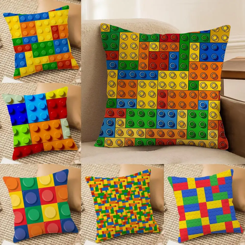 Building Blocks Deco Cushion Cover Soft Plush Double-Sided Printed Sofa Pillow Cushion Cover | Cozy All-Season Decor Gift - zdjęcie 1