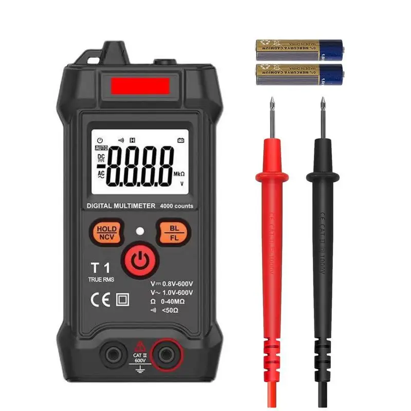 Digital Multimeter Tester Auto-Ranging Tests 4000 Counts Portable DC AC Voltage Tester Ncv Contactless Battery Powered Digital