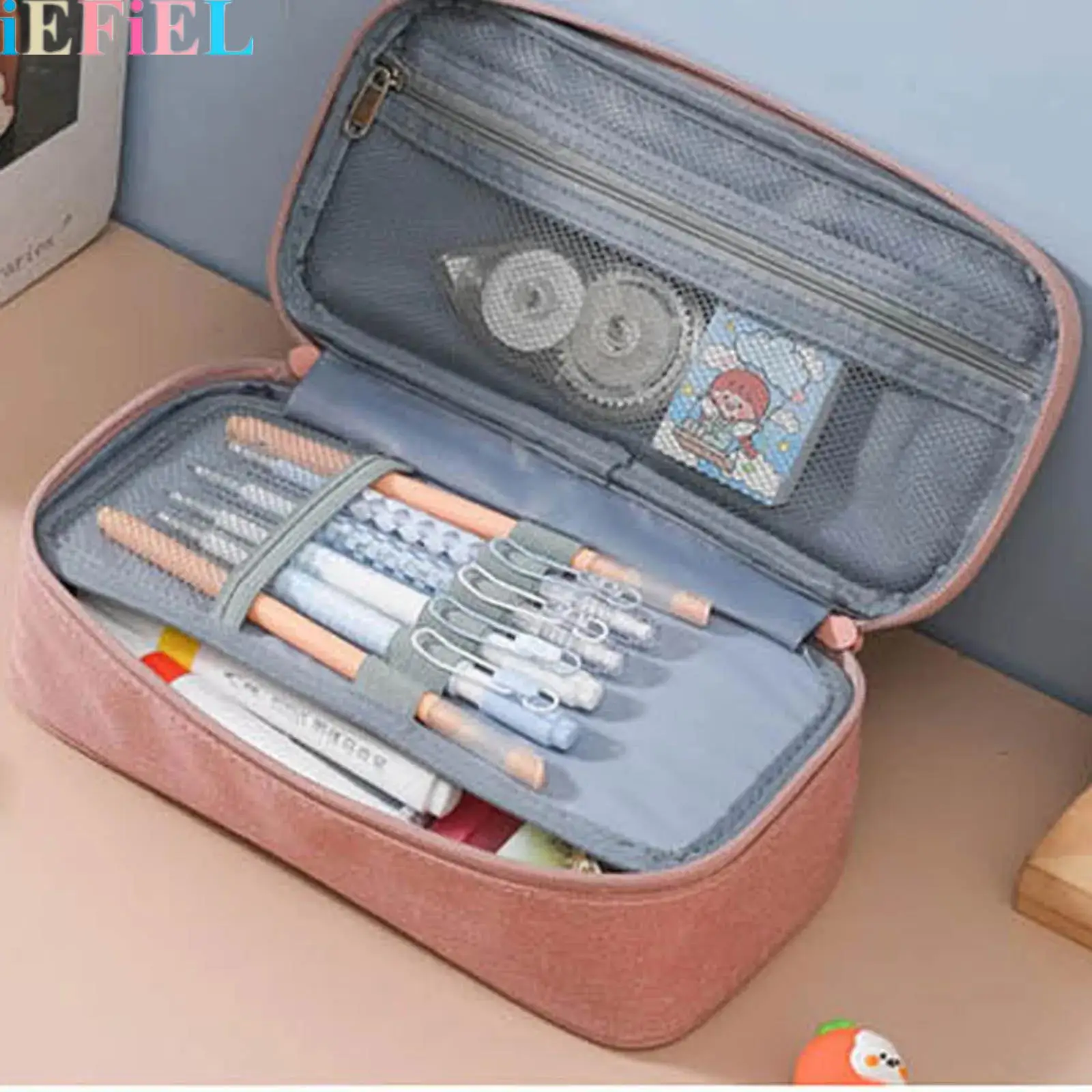 

Large-capacity Pencil Case Students Organizer for Stationery Solid Color Pencil Case Marker Case School Supplies for School Use