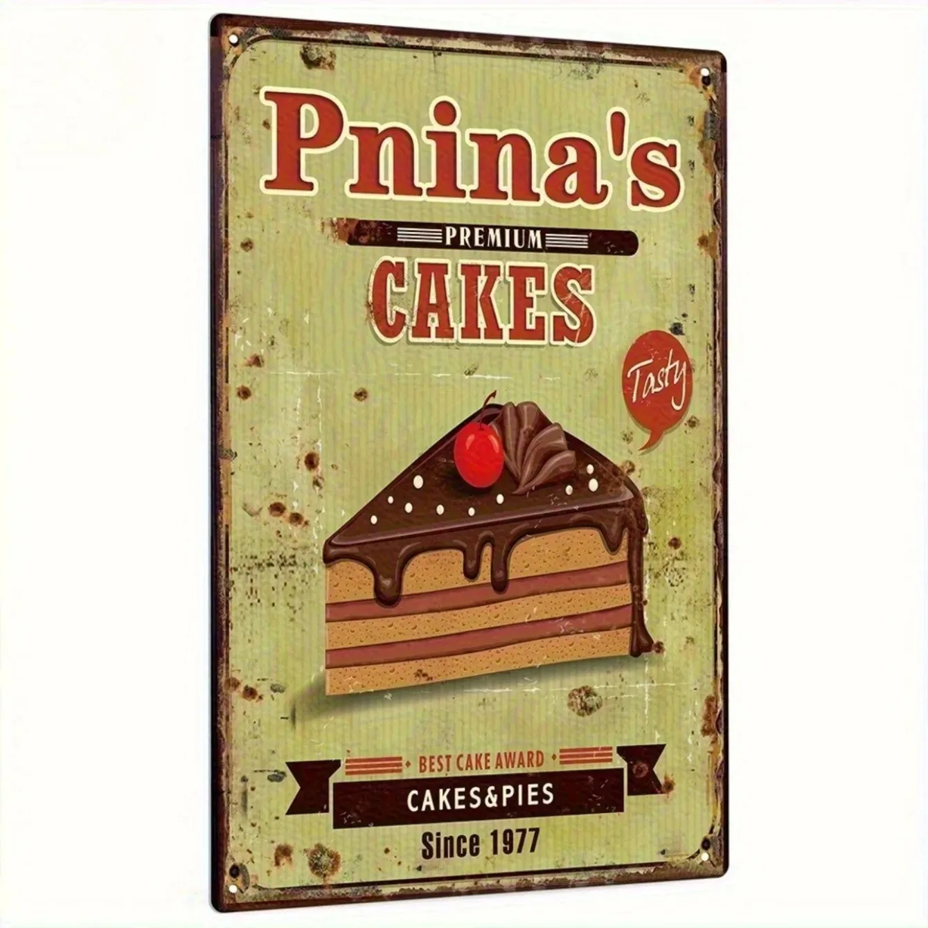 علامة معدنية كلاسيكية مخصصة "الكعك والفطائر الممتازة منذ عام 1977" - لوحة فنية جدارية للمنزل/المزرعة/محلات الحلوى.