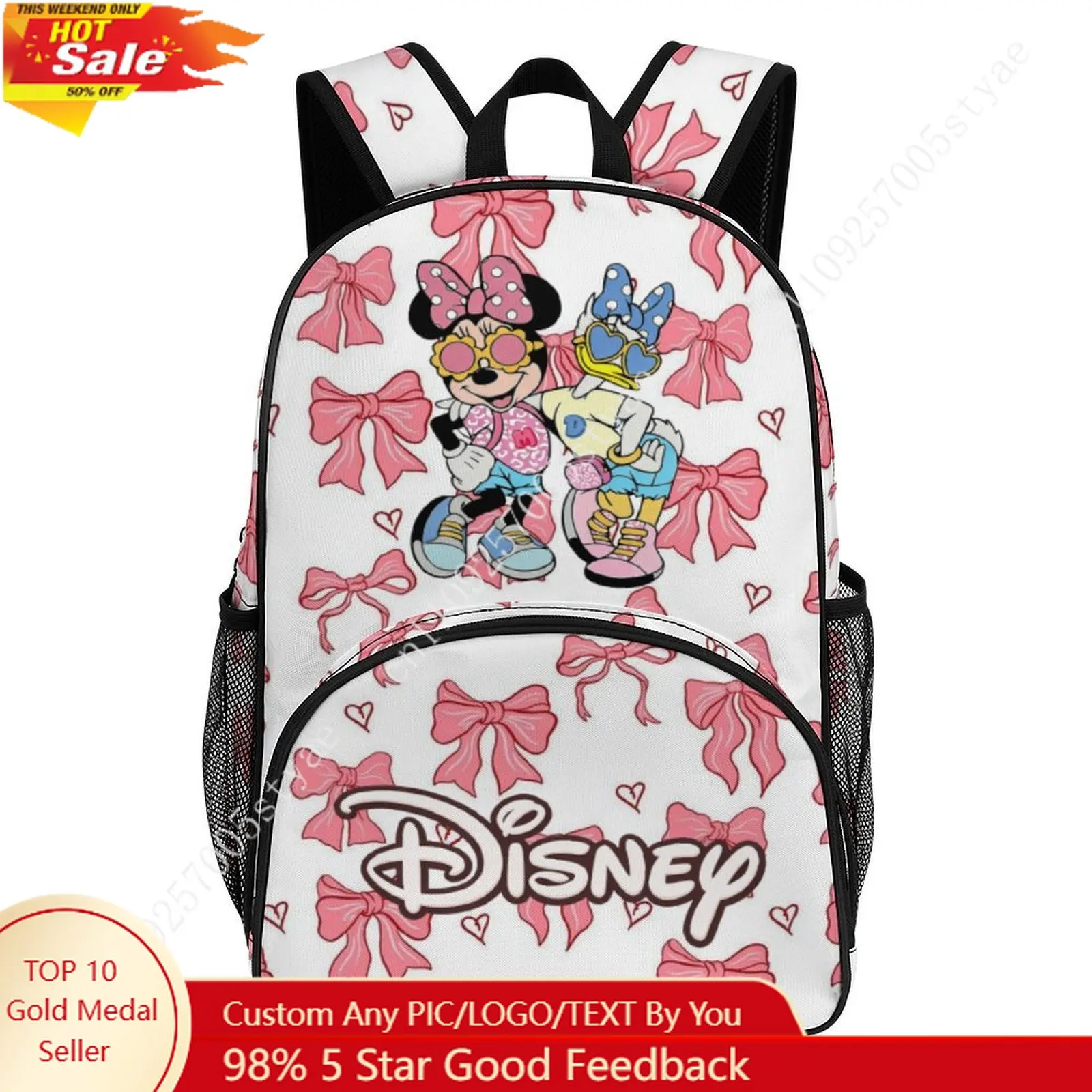 

Minnie Mouse Daisy Duck Large Capacity Backpack Disney Cartoon Fabric Bags Design Your Photo Logo Text Custom Cosplay Gift