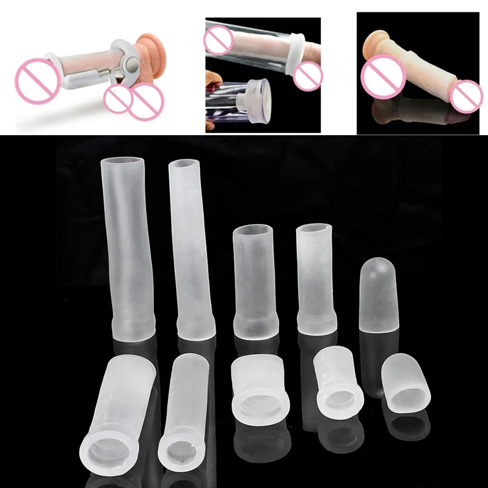 Sleeves For Penis Vacuum Cup Glans Cap Adult Supplies Silicone Genital Sleeve Clamping Kit Penis Enlargement Stretcher Extender