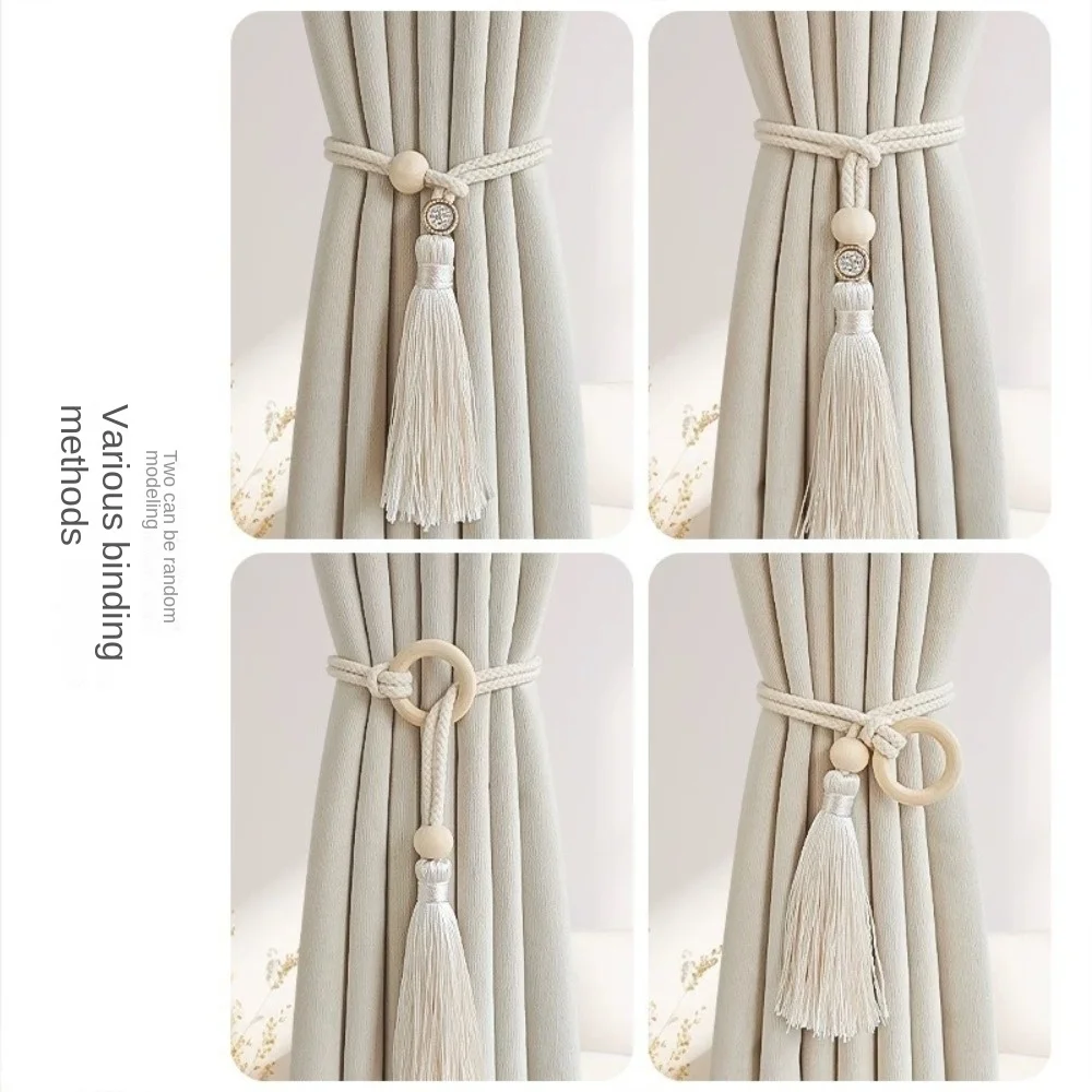 Adjustable Cotton Cord Curtain Tie Curtain Tie Straps Hand Woven Log Loop Curtain Buckle Strap Bohemian Chic