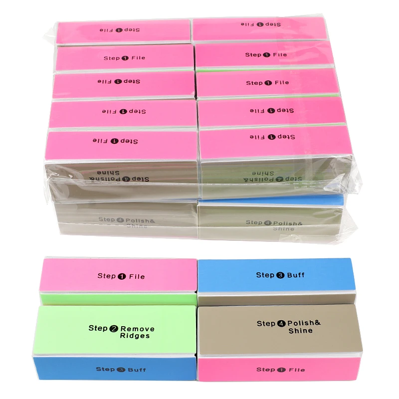 10 Stück Schwamm-Nagelpufferblock 4-seitig Schleifpapier Schleif- und Polierblock Rechteckige Nagelfeile Nagel-Maniküre-Werkzeug