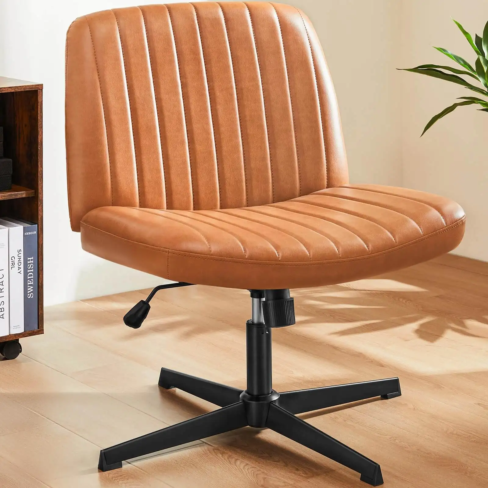 

Cross-Legged Chair, No Wheels Armless Swivel Home Office Chair