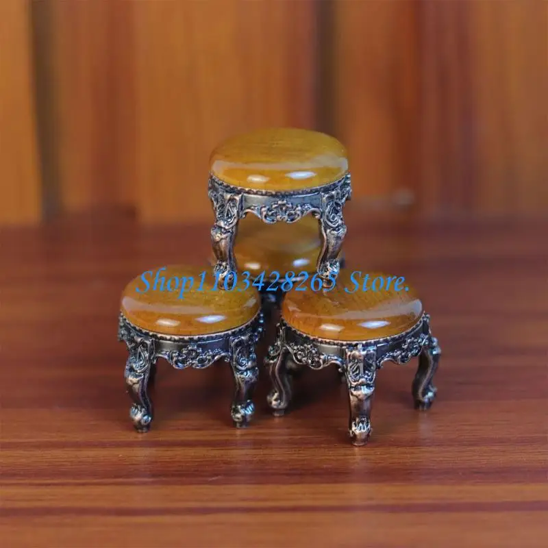 مجموعة مائدة مستديرة لبيوت الدمى بمقياس 1:12 مكونة من 4 كراسي أثاث مصغر لمشهد تناول الطعام G2TE