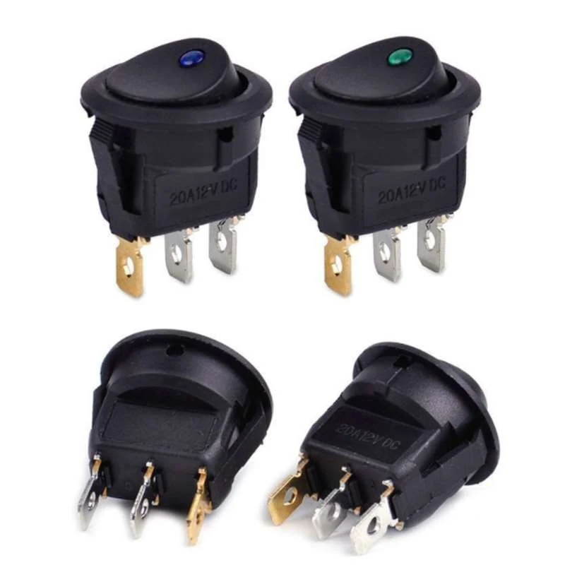 5Pcs ON/OFF 12V Round Rocker Dot Waterproof LED Light Luminescence Toggle Switches Car Accessories