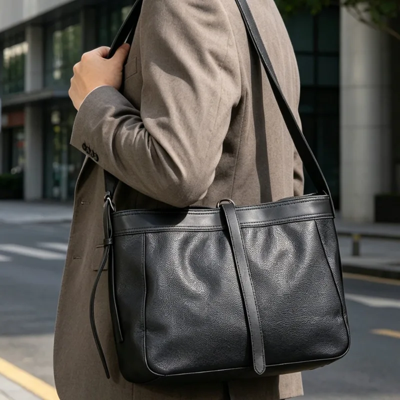 Fashion Men Crossbody Bag Luxury Soft Leather Hobos Men Shoulder Bags Large Capacity Commuter Travel Totes Crossbody Bag Unisex
