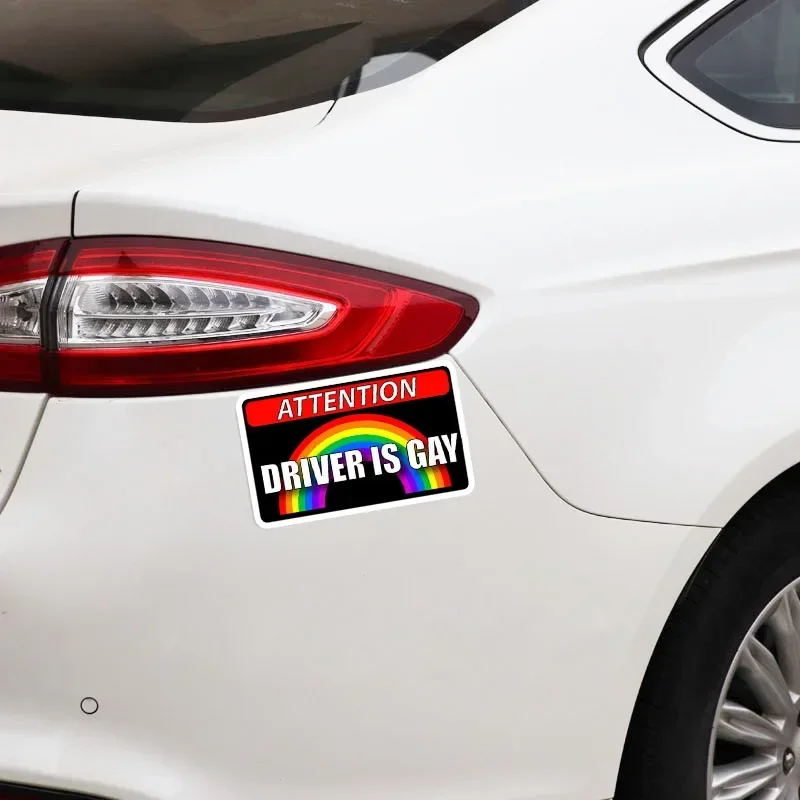 11.4x6.7CM Driver Is Gay Car Hood Creative Decals Auto Both Side Body Cover Scratches Stickers Window Trunk Logo Attention Mark view 2