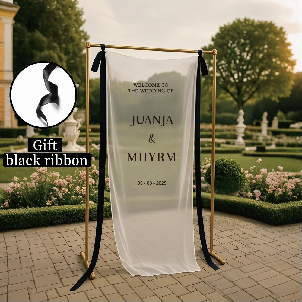 

Personalized Custom Welcome Signs, Romantic Transparent Wedding Signs, Free Black Silk, Wedding Welcome Signs, Modern Outdoor Tulle Wedding Banners, Wedding Decorations, Engagement Party Signs