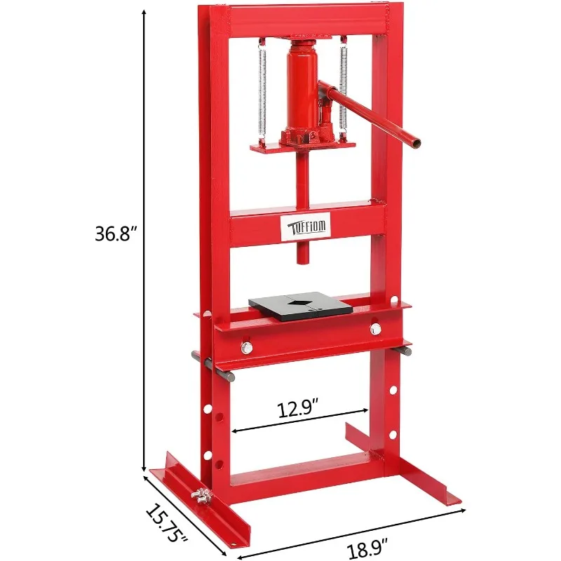 Prasa hydrauliczna warsztatowa 6 ton z płytkami dociskowymi, regulowana wysokość stołu roboczego z ramą H, prasa stołowa do garażu, 48 cm dł. x 38 cm szer.
