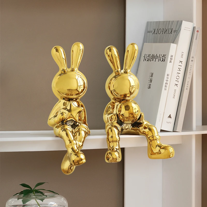 Electroplating Rabbit set of 2pcs Sculpture for Home Decor office desk Decoration Living Room Decor Animal Statue 2023 Rabbit