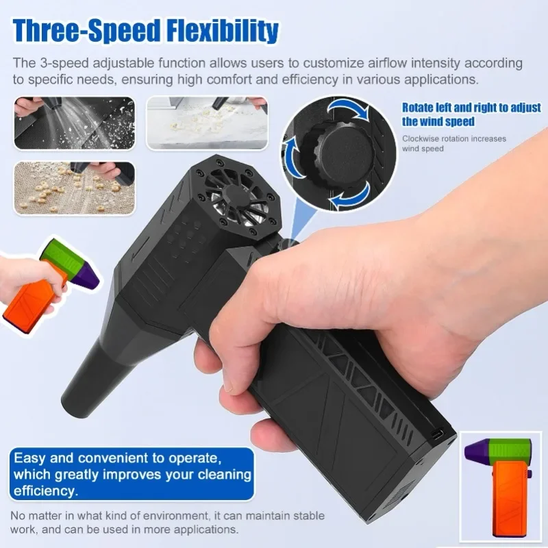 

Blower 130000 RPM Turbo Violent Fan ABS Portable High Speed Brushless Handheld Fan Car Dust Collector Outdoor