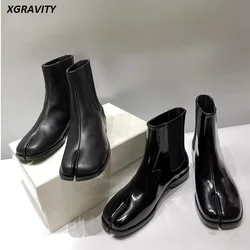 A04 Men's Casual Split Toe Flat Boots Genuine Leather Man Casual Shoes Slip On Unisex Shoes Tabi Shoes Man's Cool Split Boots