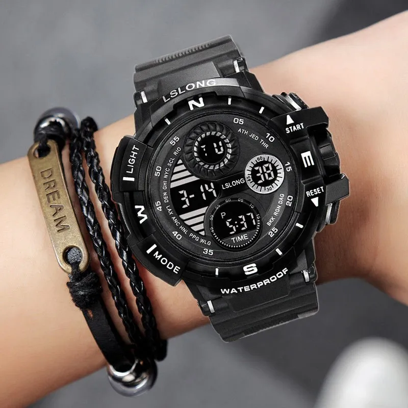 Military Men's Digital Watch Outdoor LED Sports Watch Alarm Clock Stop-watch Multifunction Electronic Wristwatch for Teen Man