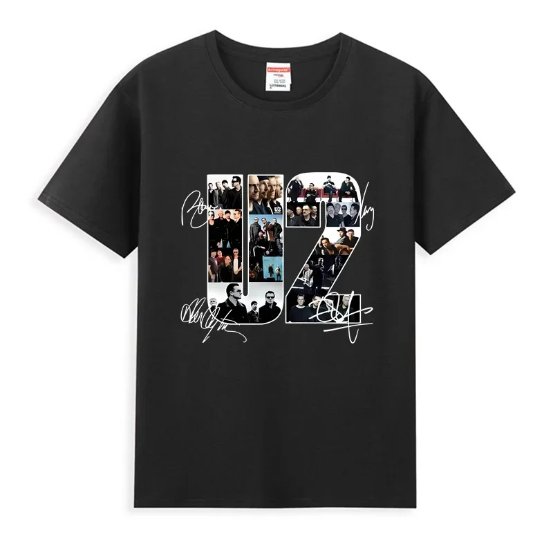 

Men T Shirt Casual Signature U2 Band Fan T-shirt Graphic Summer Short Sleeves 100% Cotton S-3XL