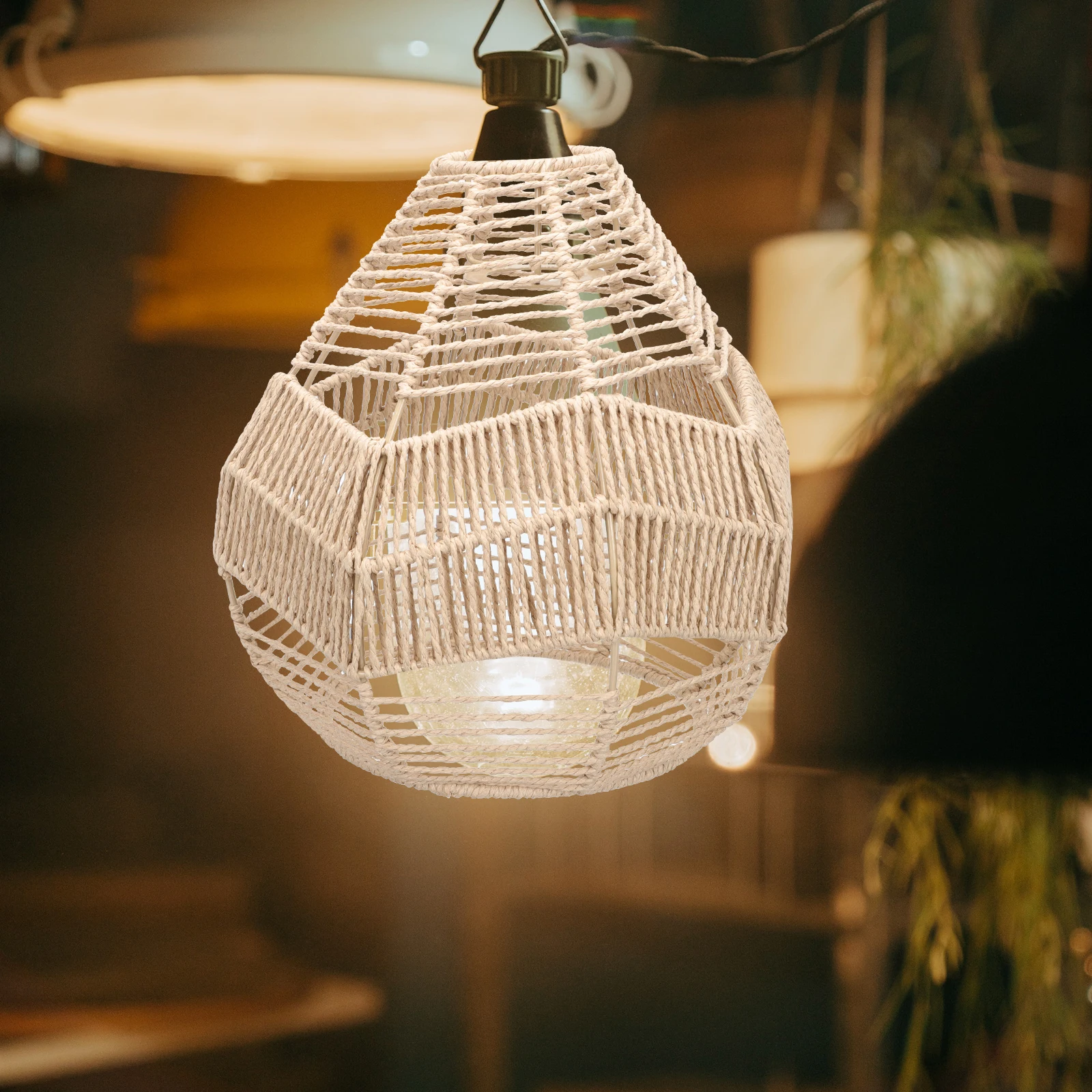 

Paper Rope Lampshade Woven Style Hanging Decorative Ch Cover Protective Material Fine Workmanship Suitable Lamps Indoor