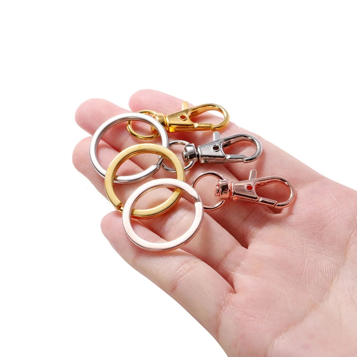 20Pcs Punk Swivel Clasps Set Lanyard Snap Hooks with Key Chain Rings Bag Belt Dog Chains Clip Hooks for DIY Necklace Supplies