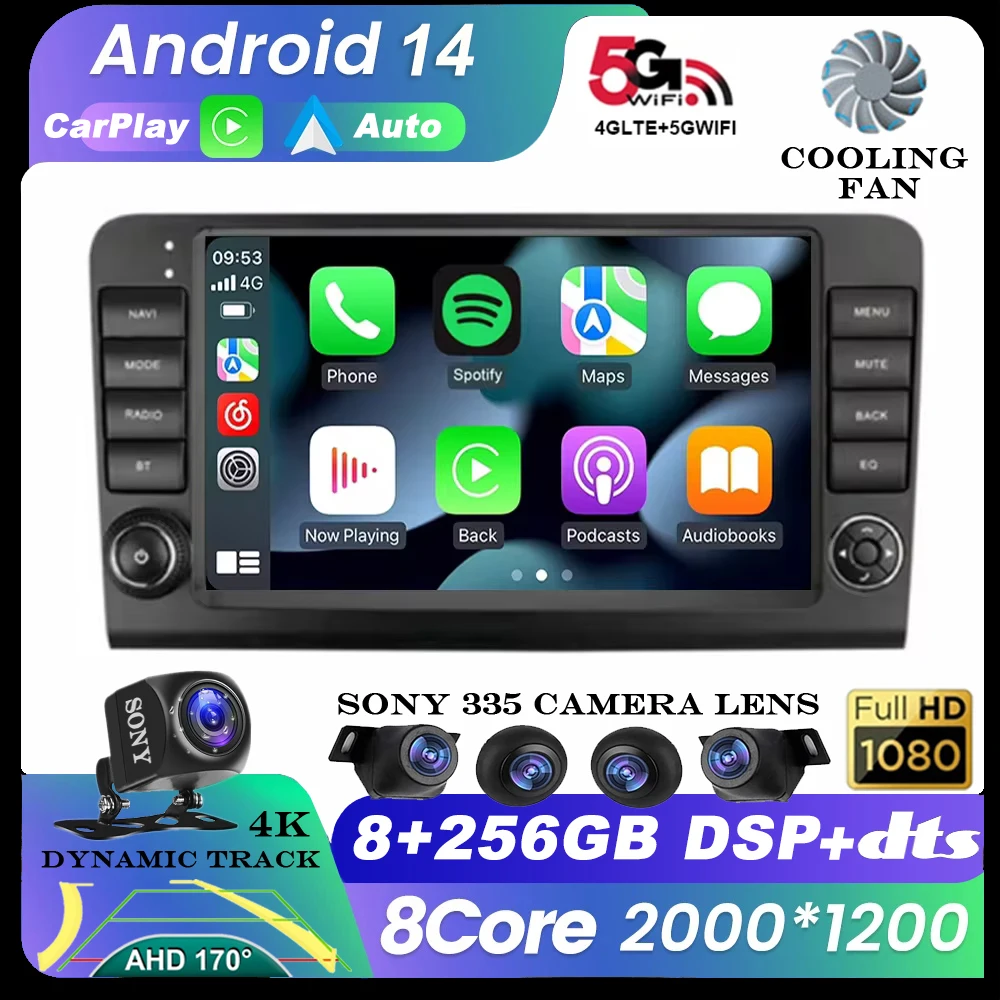 

Android 14 Wireless Auto Carplay For Mercedes Benz M-Class W164 GL-Class X164 ML GL Car Radio GPS Navigation Multimedia Player