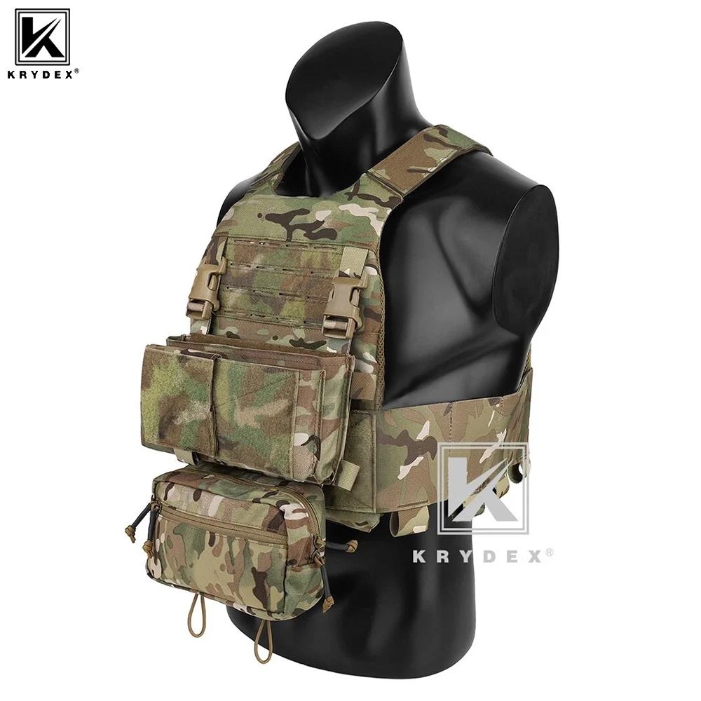 Rompi Taktis KRYDEX Combat Outdoor Plate Carrier Elastis dengan Cummerbund Micro Fight MK3 Chassis Drop SACK Pouch Perlengkapan Berburu