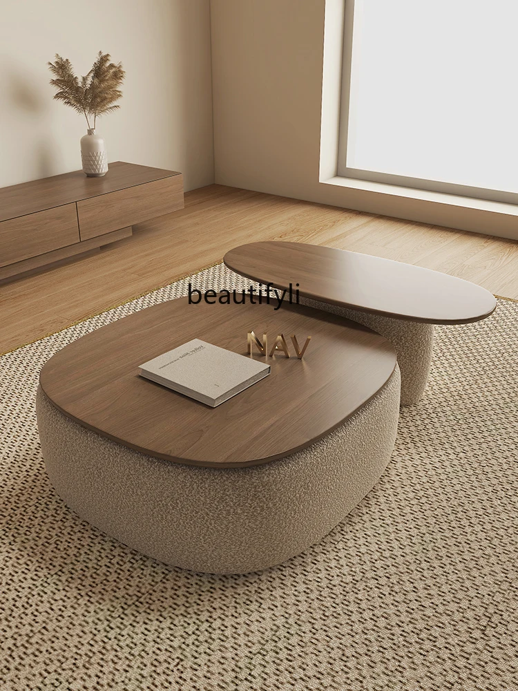 Simple and Modern Coffee Table Walnut Color Small Apartment Living Room Home Size Coffee Table Combination New