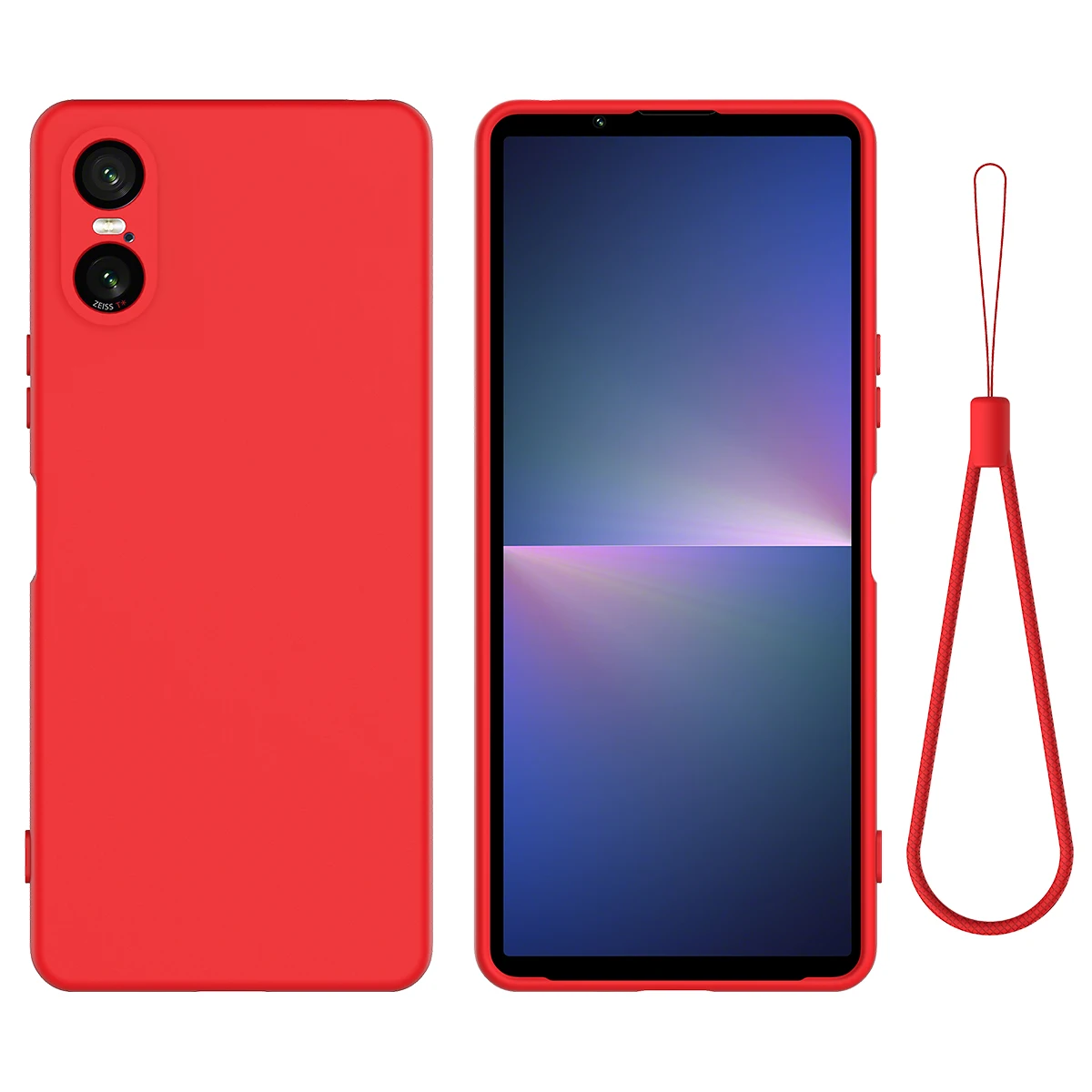 

Soft Liquid Silicone Phone Case For Sony Xperia 10 VI 1 VII 1VI 5 V 5IV 10 IV 5III, Slim Skin Fleece Protective Cover Lanyard