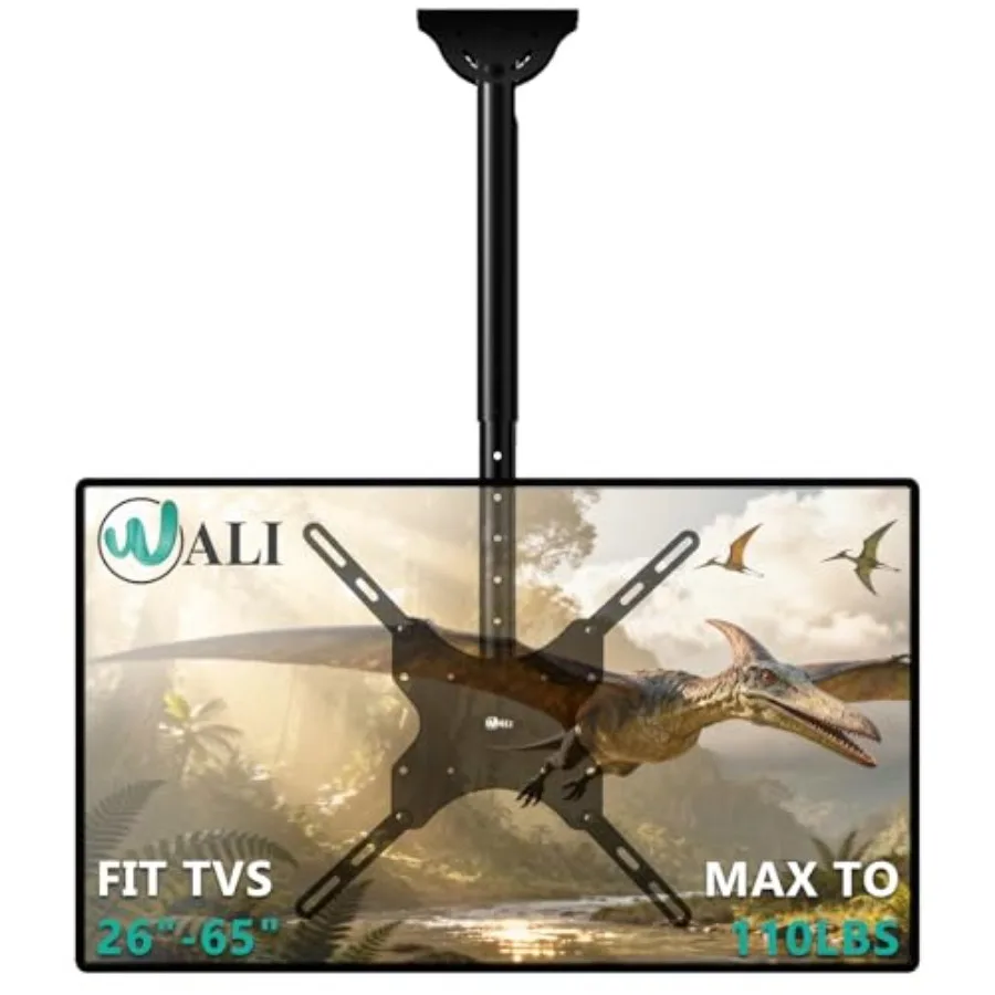 

Потолочное крепление для телевизоров 26-65 дюймов (LCD, LED, OLED, 4K) с регулировкой по высоте, кронштейн для ТВ на потолок, для спортзалов и пабов