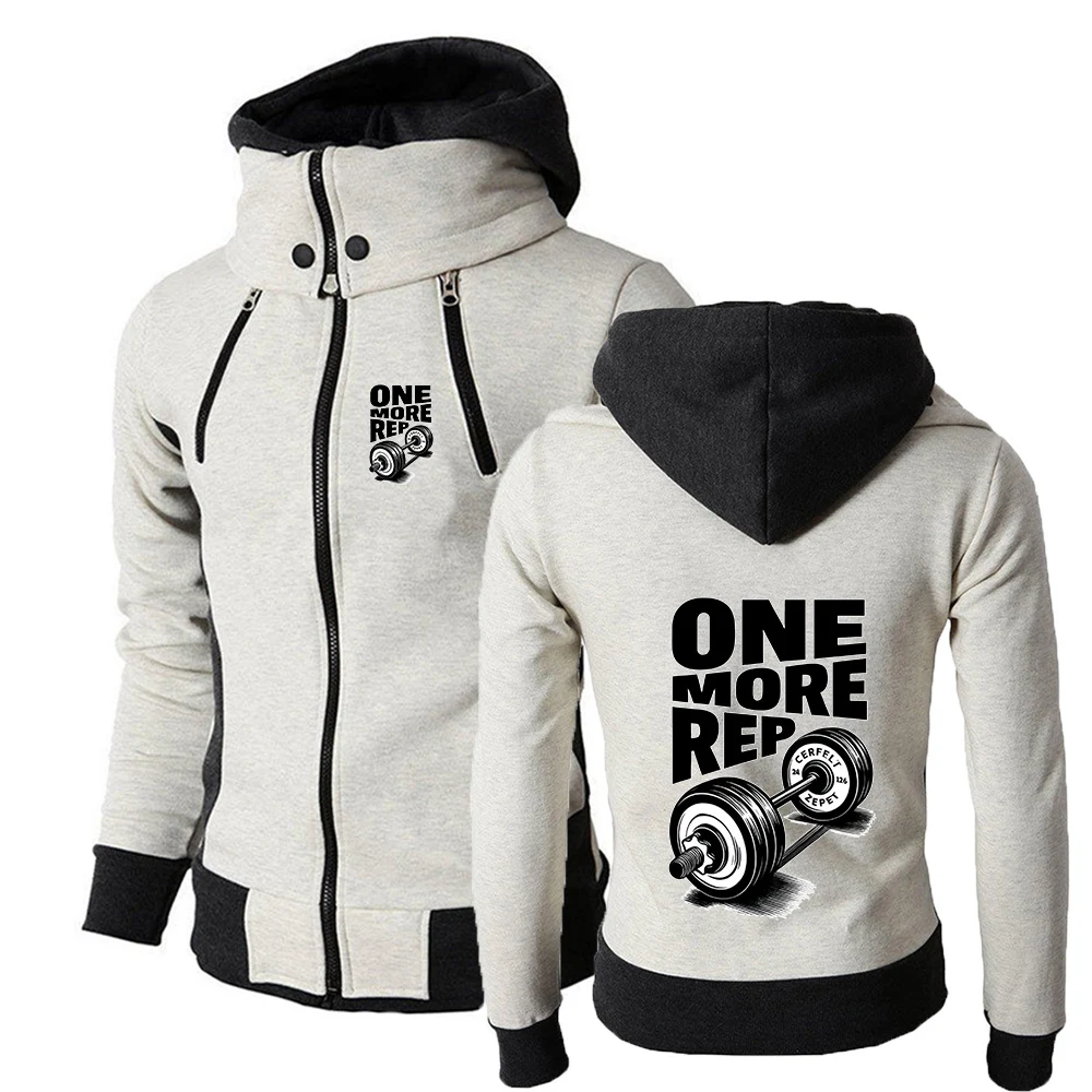 2026 Gym Workout ONE MORE REP Weightlifting Spring Autumn Men's New Brand Three-color Zipper Hoodie Leisure Fitness Sports Coat